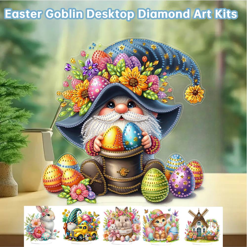 Acryl Spezialform 2025 Osterhase Tischplatte Diamantmalerei Ornamente Bausätze 5D DIY Diamantmalerei Schreibtisch Schlafzimmer Dekoration