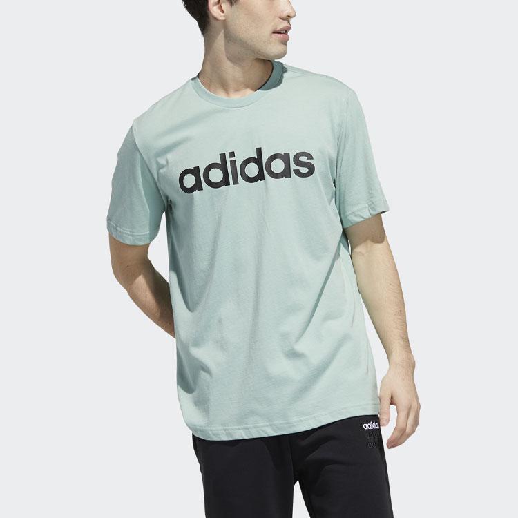 Adidas Neo Logo Print Sports Crew Neck T-Shirt Men Tops Green GP4903