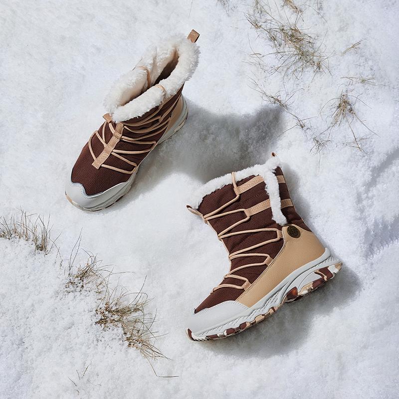 Anta Kids Trendy Fashion Thickened Warm Boots Kids Boots Brown Khaki Gray A22446923-2