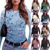 Women's Slim Fit Floral Long Sleeve Round Neck T-Shirt for Casual and Everyday Wear