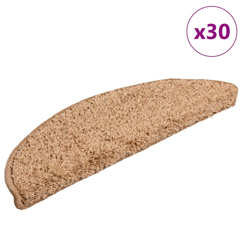 Step Mats 30 pcs 56 x 17 x 3 cm Beige Semi Round