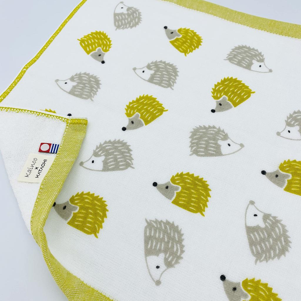 Kainoo X KATACHI Imabari Single Sided Hand Set of 3 34cm X Made In Imabari Gauze Cotton Hedgehog 7 Cat Cute Set of Nursery Camping Towel, Gauze,