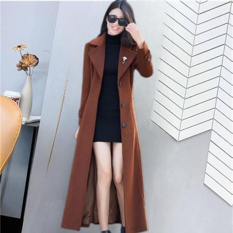 Woolen coat women's new winter thickened woolen coat slim long knee coat women's fashion