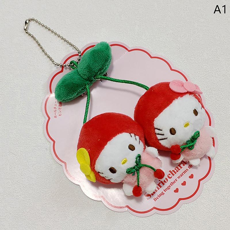 Sanrio Kuromi Pom Pom Purin Hello Kitty Cherry Plush Doll Keychain Ornaments Kawaii Plushie Soft Stuffed Schoolbag Pendant Gifts