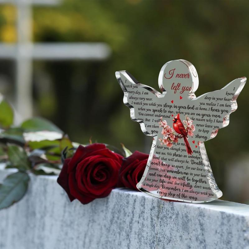 Angel Röd Kardinal Minnesmärke - Sympati Gåva för Förlust av Nära och Kära, Minnesbordsdekoration