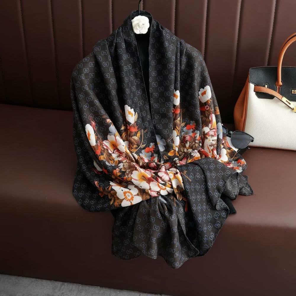 180X85Cm Retro Cashew Flower Scarf Women'S All-Season Cotton And Linen Feel Large Scarf Warm Sun Protection Neck Shawl Hijab