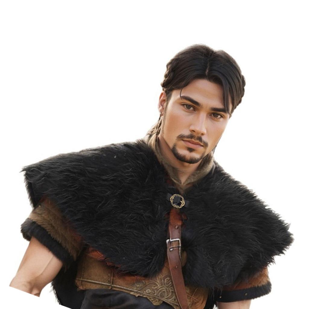 Vikinges Faux Furs Shawl Barbarians Collar,Medieval Knight Mantle Shoulder Wrap Warriour Cape Shawl Renaissances Costume