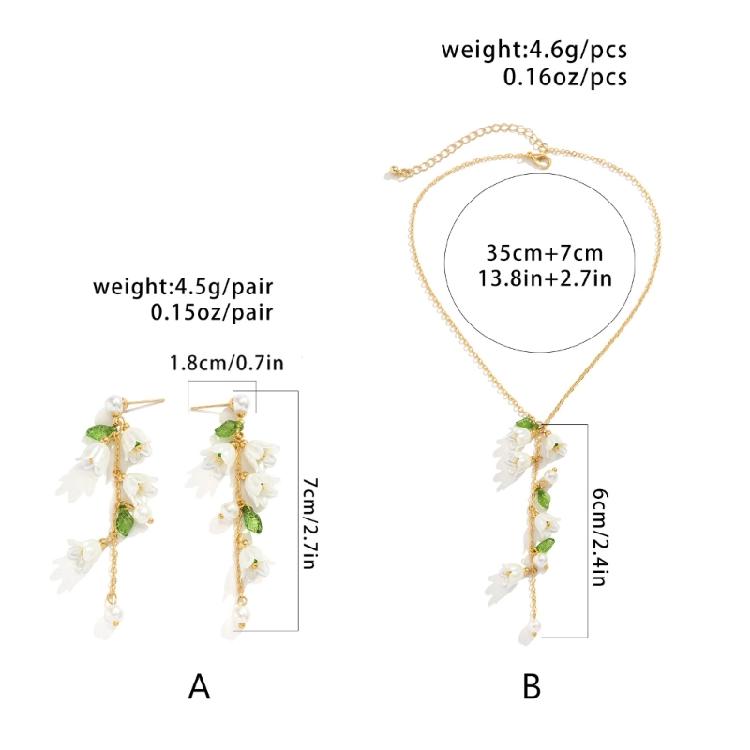 Bohemiean Bell Orchids Flower Earring Necklace Summer Preal Flower Leaf Earring