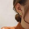 Brown Two Color Flower Drop Dangle Earrings for Women Korean Fashion Jewelry Wedding Party Girl Elegant Ear Decoration