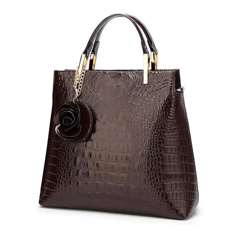 Patent Leather Women's Bag Crocodile Print Tote Women's Crossbody Shoulder Bag Shell Bag