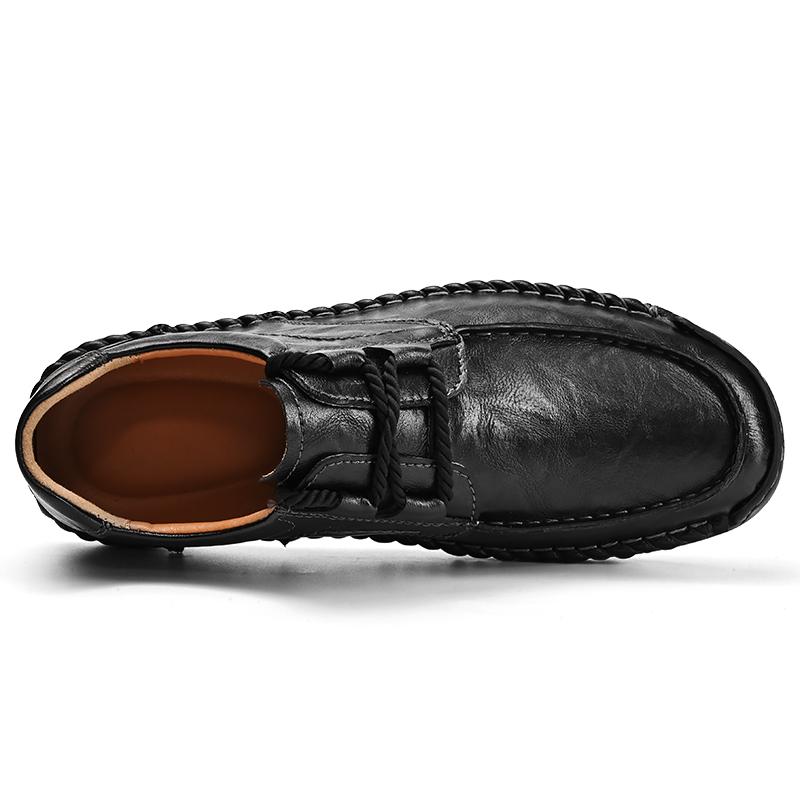 Handmade Men's Stitched Leather Shoes Classic Retro Design Style Daily Office Driving Outdoor Leisure Business Shoes Big Size