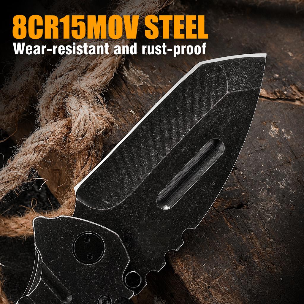 A One-Handed Quick-Opening Folding Knife Made of Stainless Steel, Suitable for Outdoor Camping, Hiking, Fishing