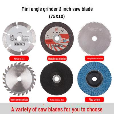 Mini 3-tommers vinkelsliperblad - 75 mm skjæreskive for tre, metall og fliser, 10 mm innvendig hull