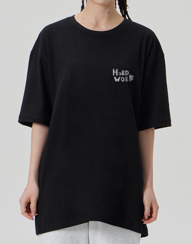 MAKEITTO [Hard Work] Crew Neck Tee_Black