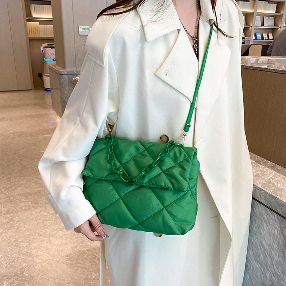 

Fashion Large-capacity Down Cotton Tote Bags Shoulder Bags Handbags Underarm Bag зелений