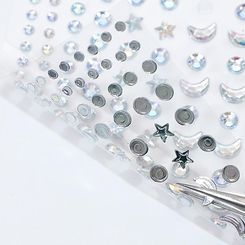 1Sheet Eye Body Face Gems Jewels Pearl Rhinestone Stickers Self Adhesive Crystal Rainbow Makeup Diamonds Face Decoration Sticker