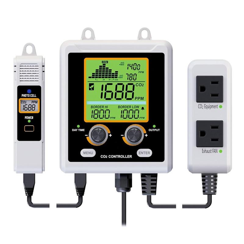 

US Plug,CO2 Meter Controller Detector Air Quality Dual-Output With NDIR Sensor Human Plant Mode For Greenhouse Etc-B61B