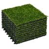 Synthetic Artificial Grass Set of 10 Slabs Tiles 30 x 30 cm Comfort Thickness 3 cm Interlocking Green
