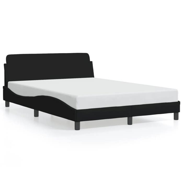 VidaXL Bed Frames with Headboard, Upholstered Bed with Slat Base, Single Bed with Footboard for Bedroom, Black 373147