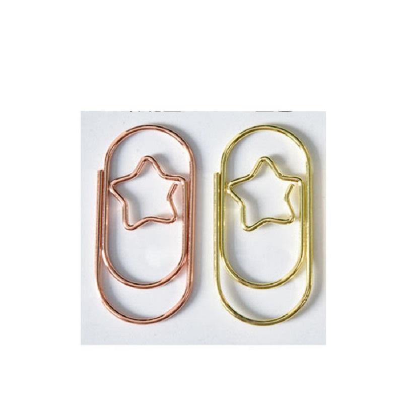 Gold-Plated Five-Pointed Star Love Paper Clips Widened Large Paper Clips Office Documents Sorting Paper Clips Metal Paper Clips