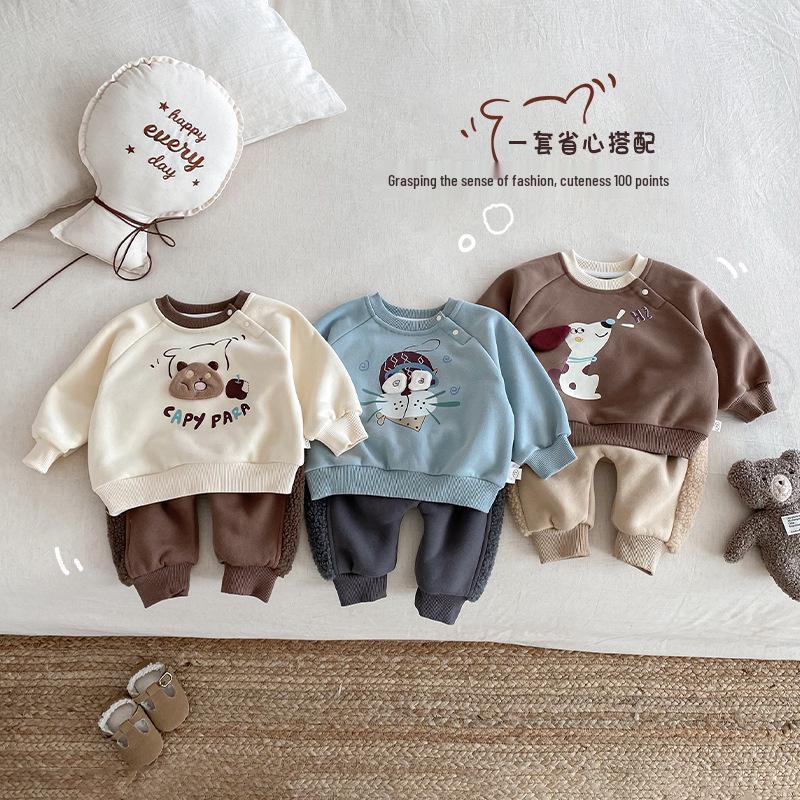 2025 Kids' Korean Style Winter Sweatshirt - Boys' Fashion Print & Girls' Cute Pullover