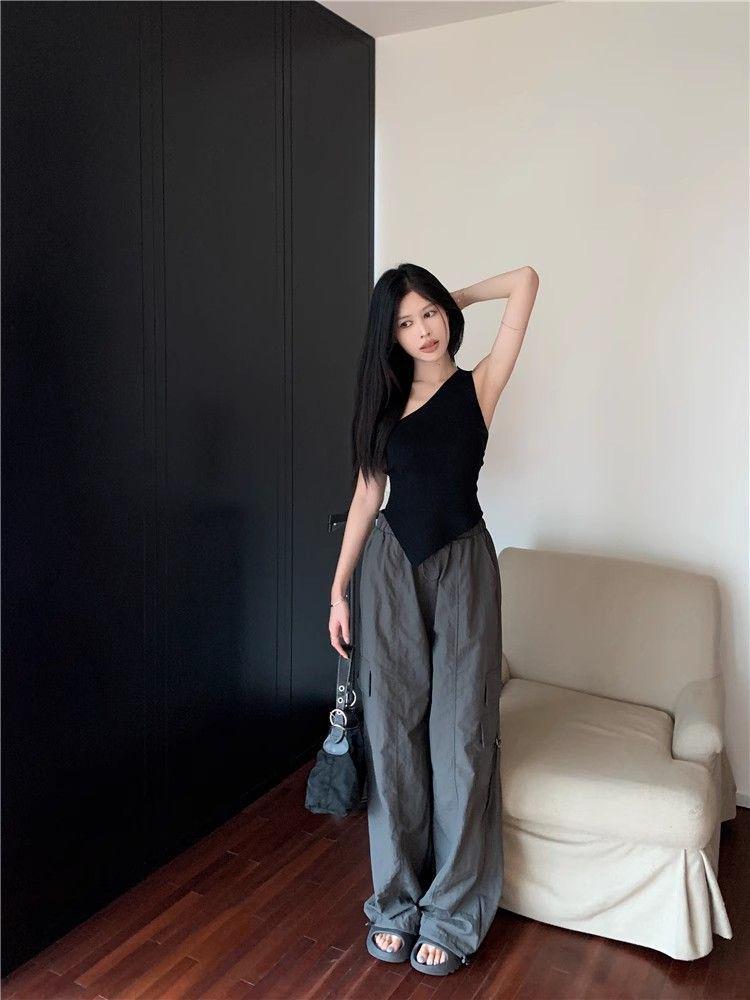Pure Desire Spicy Girl One-Shoulder Irregular Sleeveless Tank Top - Summer Slimming Inner Wear for Women
