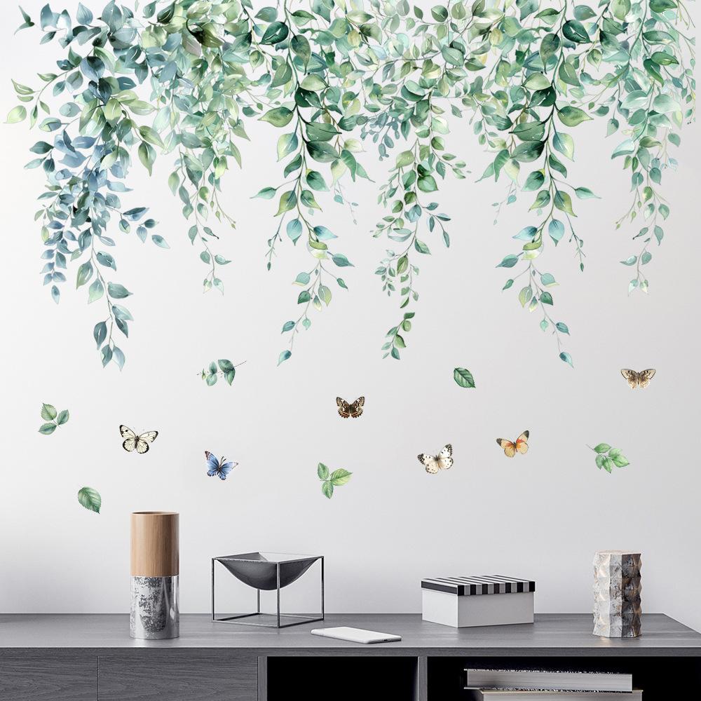 Flower Plants Wall Stickers Home Decoration Bedroom Adhesive Decals Wallpaper