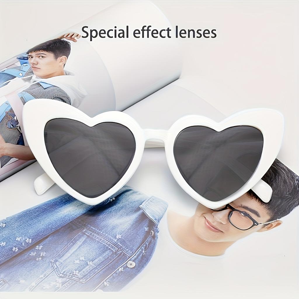 10pcs Festive Love Heart Light-Up Glasses - Stylish Novelty Eyewear with Frame Red Lenses & Colorful Heart Patterns