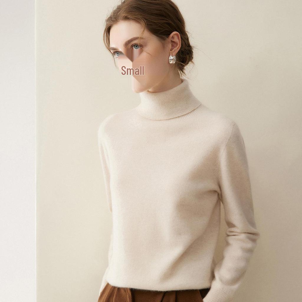 Women's Pure Cashmere High Neck Sweater - 2026 Autumn/Winter Soft Loose Fit Knitwear
