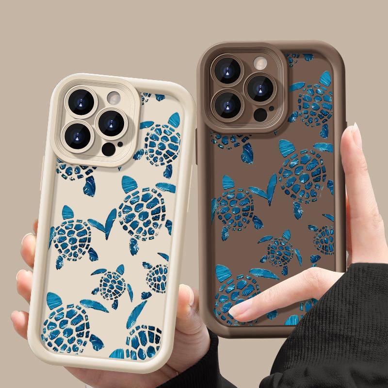Sea Turtle Pattern Matte TPU Cover Shell For iPhone 16E 16 Pro 15 Pro Max 14 13 12 11 Soft Shockproof Lens Protection Phone Case