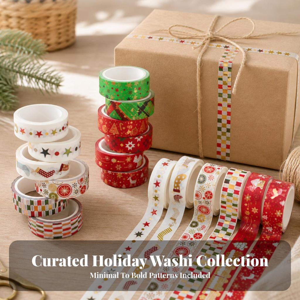 12 Pieces Decorative Washi Tape Long-Lasting Rolls Reflective