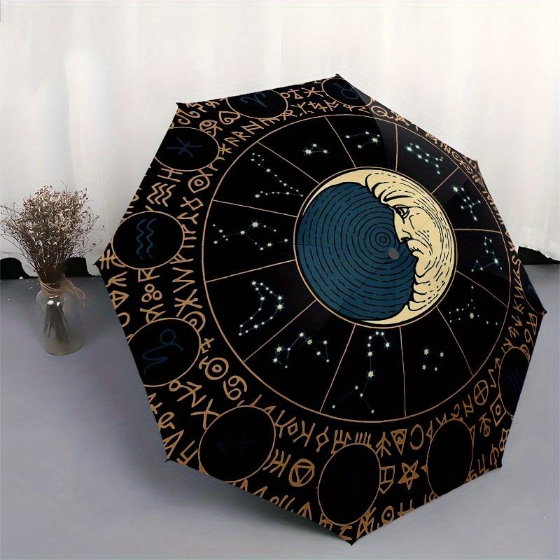 "Zodiac Wheel Astrology Chart Tapestry"Umbrella, Portable 3-Fold Compact Umbrella for Men & Women ES31