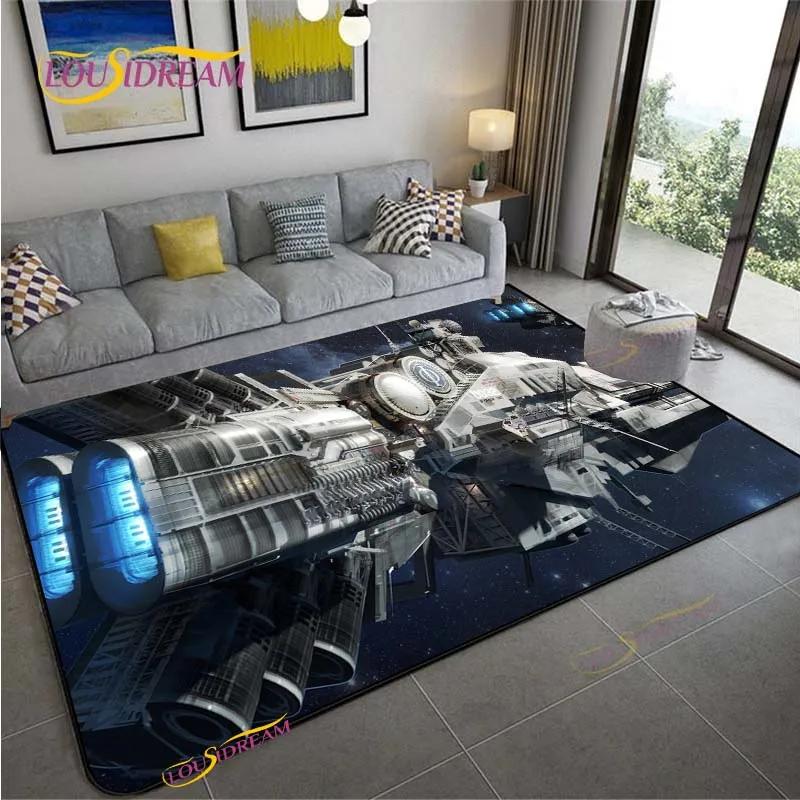 3D Space Ship Station Carpet for Living Room Bedroom Table Cinema Rug Kitchen Door Kids Un-slip Floor Mat Alfombra Birthday Gift