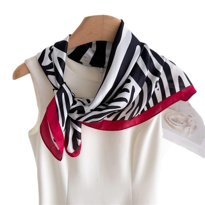 Wild Zebra Fashion Printed Silk Scarf Square Scarf Premium Shawl Versatile Neck Small Square Scarf Headscarf Ladies Scarf