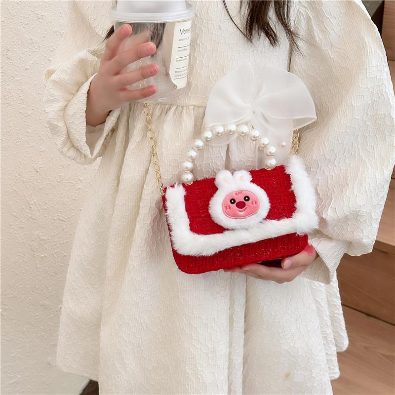 Charming Cartoon Style Red Pu Childrens Handbag With Breathable And Durable Design For Young Girls