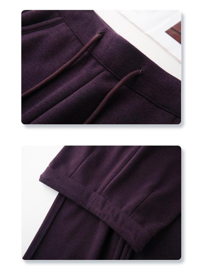Ancola Red Women's High-Waisted Wool Wide-Leg Pants - 2024 Autumn/Winter Collection