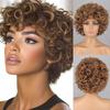 Fluffy Wigs Synthetic Short Curly Wig Large Roll Extension Large Short Curly Flexible  Soft Natural Full Bob Wigs For Women Cosplay Daily