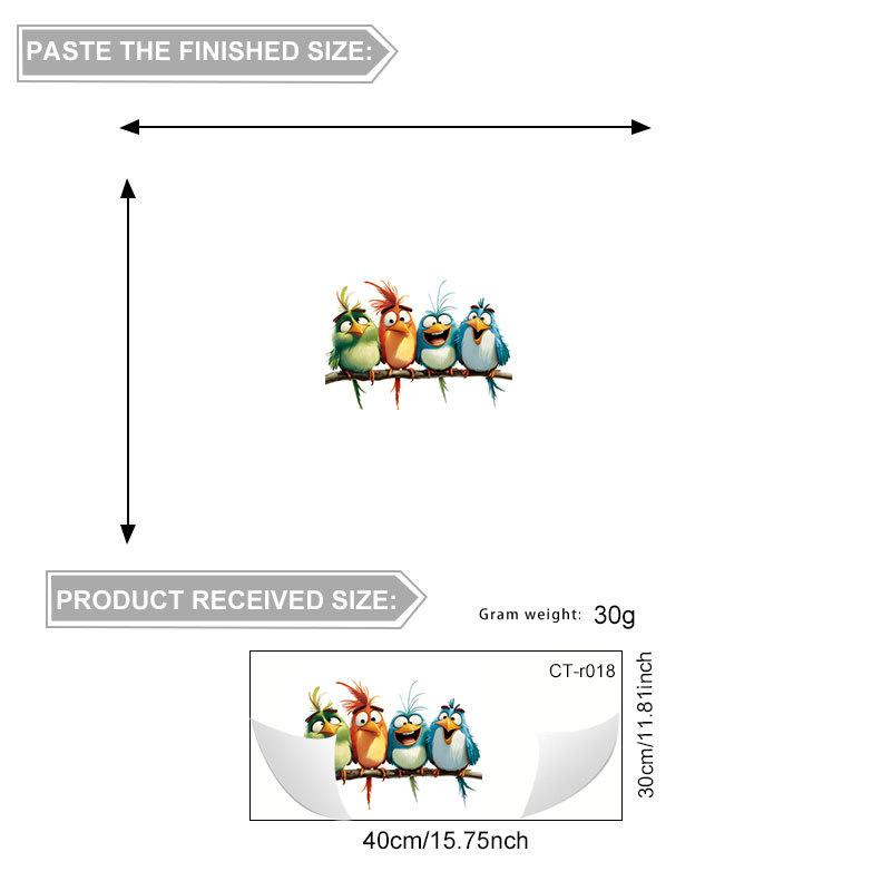 Playful Bird Static Cling Window Sticker Removable Self-Adhesive for Bedroom Living Room Glass Home Decor Art