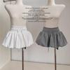 White Flower Bud A-line Skirt Pants for Women - Casual, Versatile, Elastic Mid-Waist, Puffy and Short for Summer