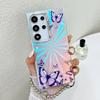 Suitable for Samsung S25 Ultra Electroplating Butterfly S24Plus Colorful Laser A56 Pearl Bracelet Mobile Case
