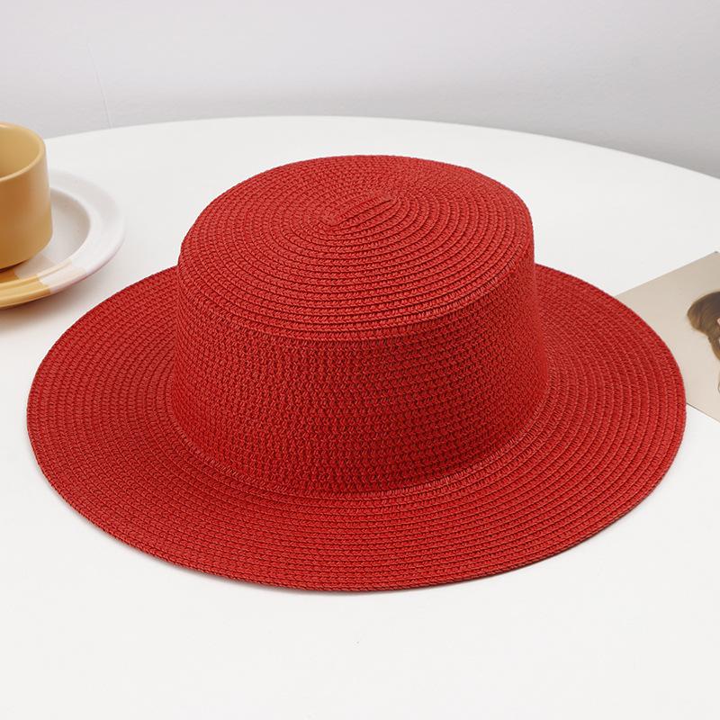 New Color Flat-top Straw Hat Women's Summer Sunshade Sunscreen Hat Versatile Beach Travel Breathable Sun Hat