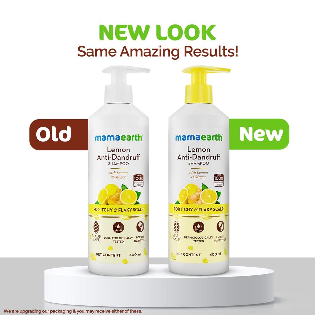 Mamaearth Lemon Ginger Anti Dandruff Shampoo For Itchy Scalp – Soothes Flakes & Irritation – Safe For Men & Women – 400ml