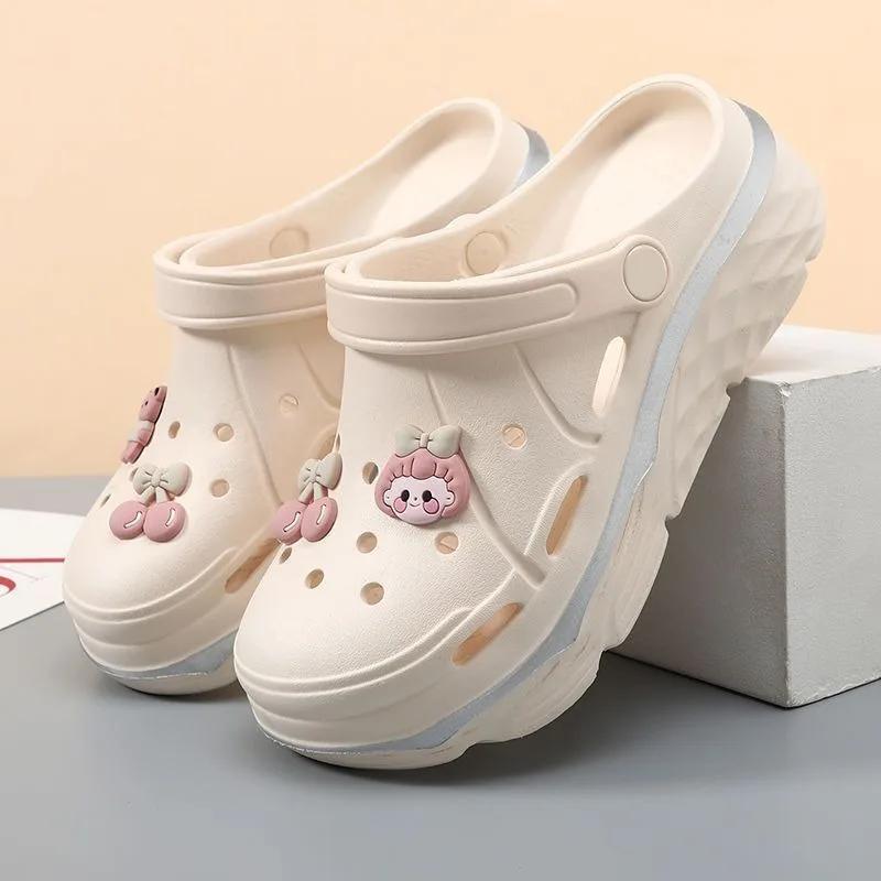 Fashion 2024 New Waterproof Summer Outdoor Chunky Platform Beach Garden Shoes For Women EVA Crogs Girl's Thick Sole Sandals Slippers
