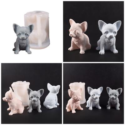 Bulldog Dog Candle Making Mold High Temperature Resistant Silicone Texture Handmade Moulds Silicone Crafting Moulds