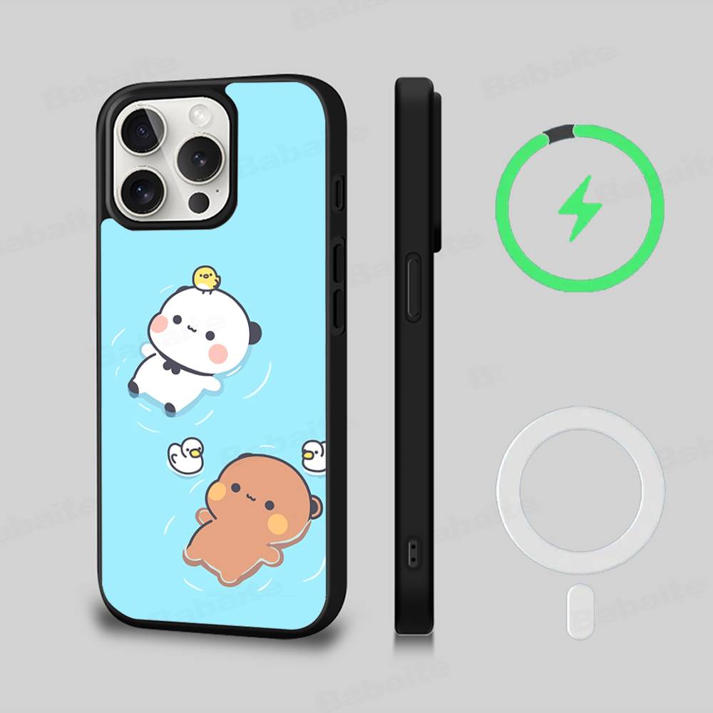 Cute Bubu Dudu Cartoon Black For Magsafe Magnetic Phone Case For IPhone 16 15 17 Pro Max 11 12 13 14 Plus Cover