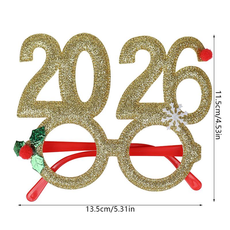 2026 Digital Funny Christmas Glasses Frame for New Year Eve Party Decoration Supplies Creative Photo Booth Prop Kids Gift Favors