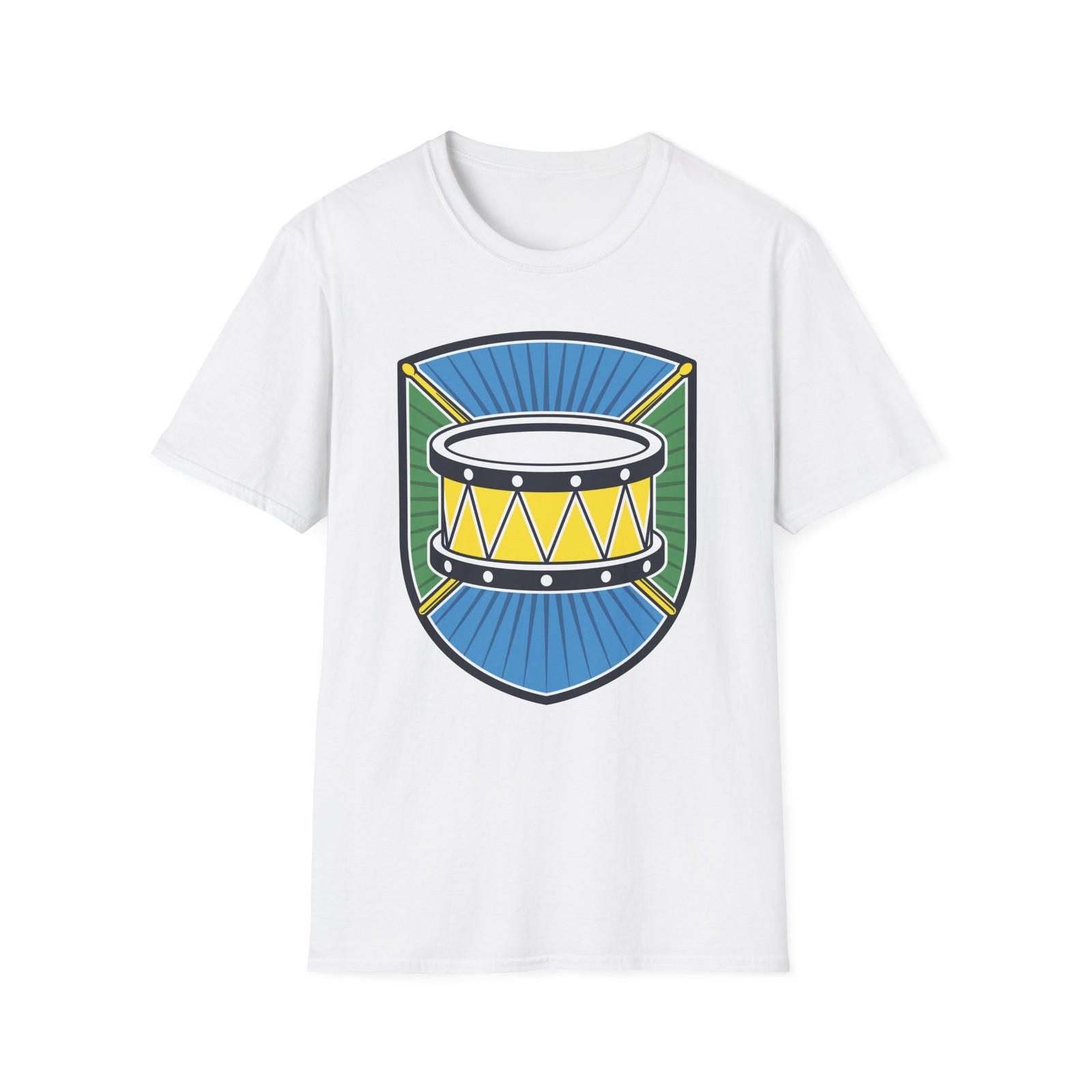 Барабаны Музыкальный значок Унисекс Футболка софтстайл, Футболка барабанщика, Топ для меломана S