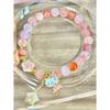 Natural Five Elements Multi-Gemstone White Crystal, Amethyst, Green Phantom Quartz, Strawberry Quartz Multi-Gemstone Single-Strand Bracelet for