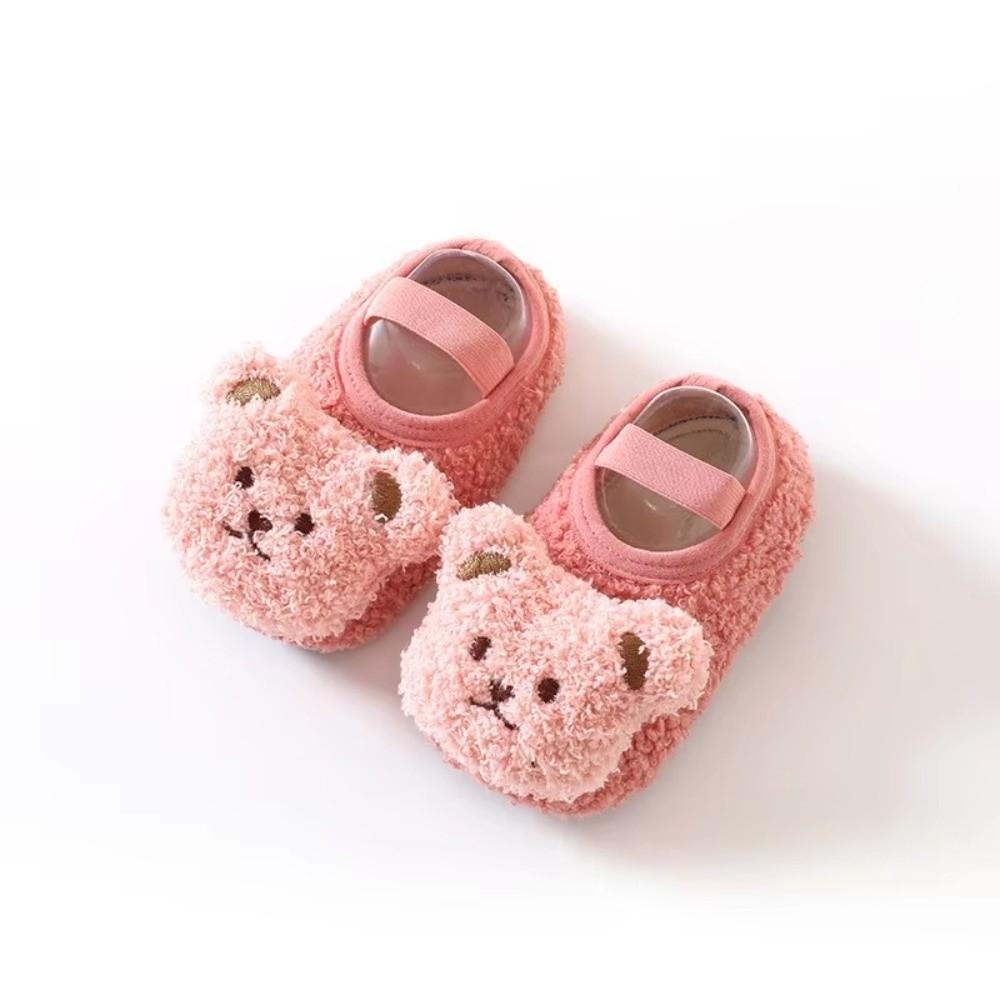 Cute Cartoon Bear Baby Slippers Winter Warm Baby Boat Sock New Infant Floor Socks