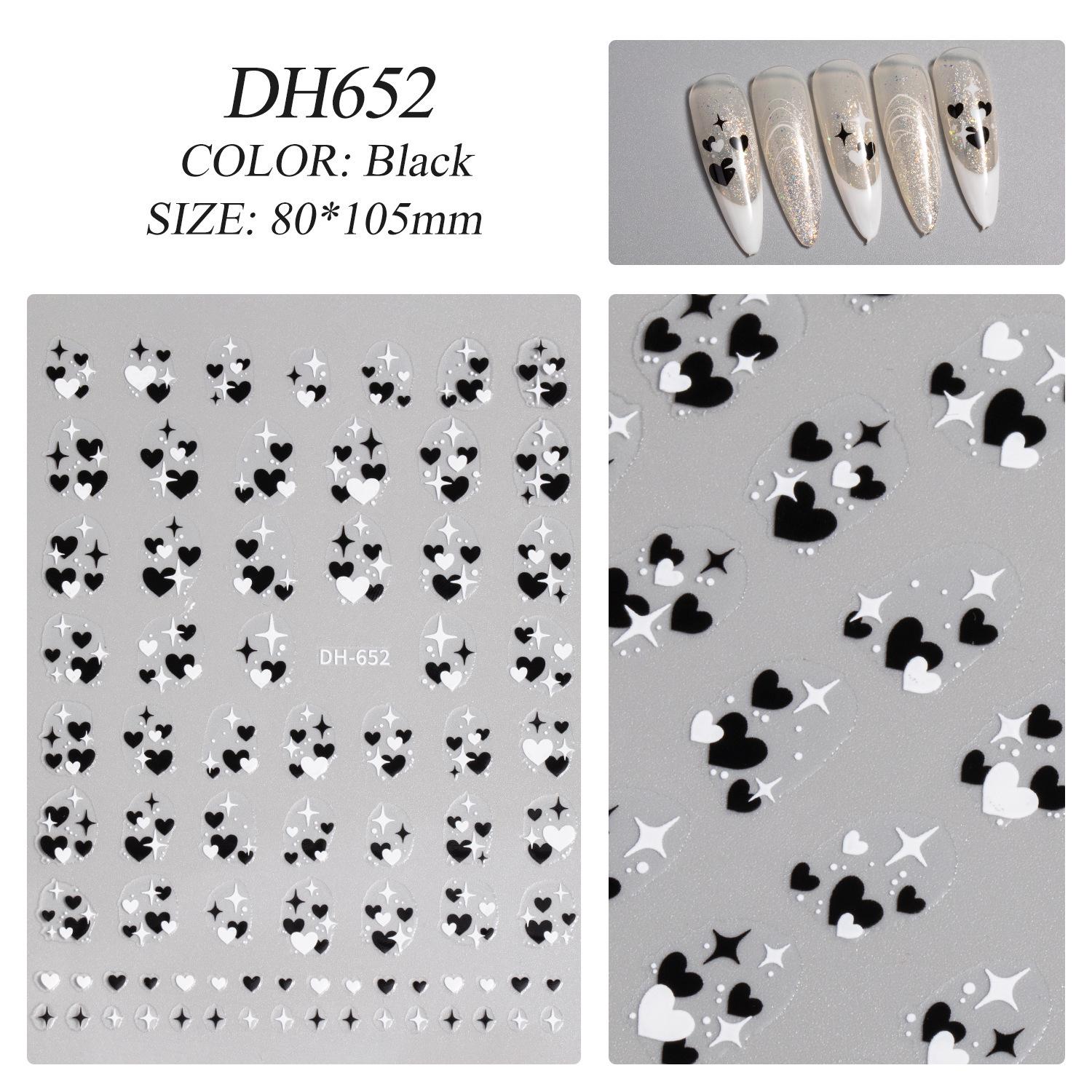 

Багатоколірні наклейки для манікюру DIY у формі серця та зірки - Самоклеючі, Пласка сторона, Універсальні серця (DH652)